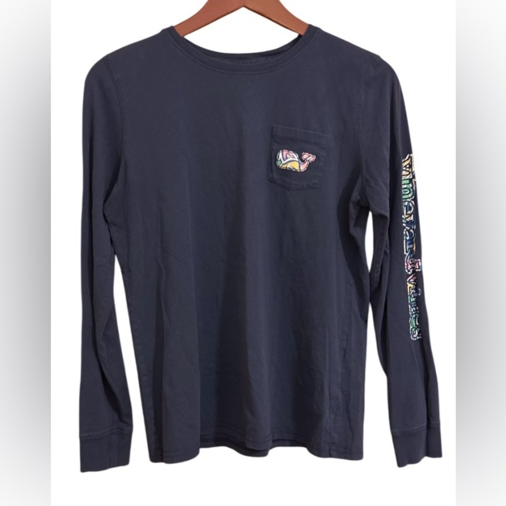 Vineyard Vines Navy Blue Whale Long Sleeve Shirt- Size S - Picture 2 of 7